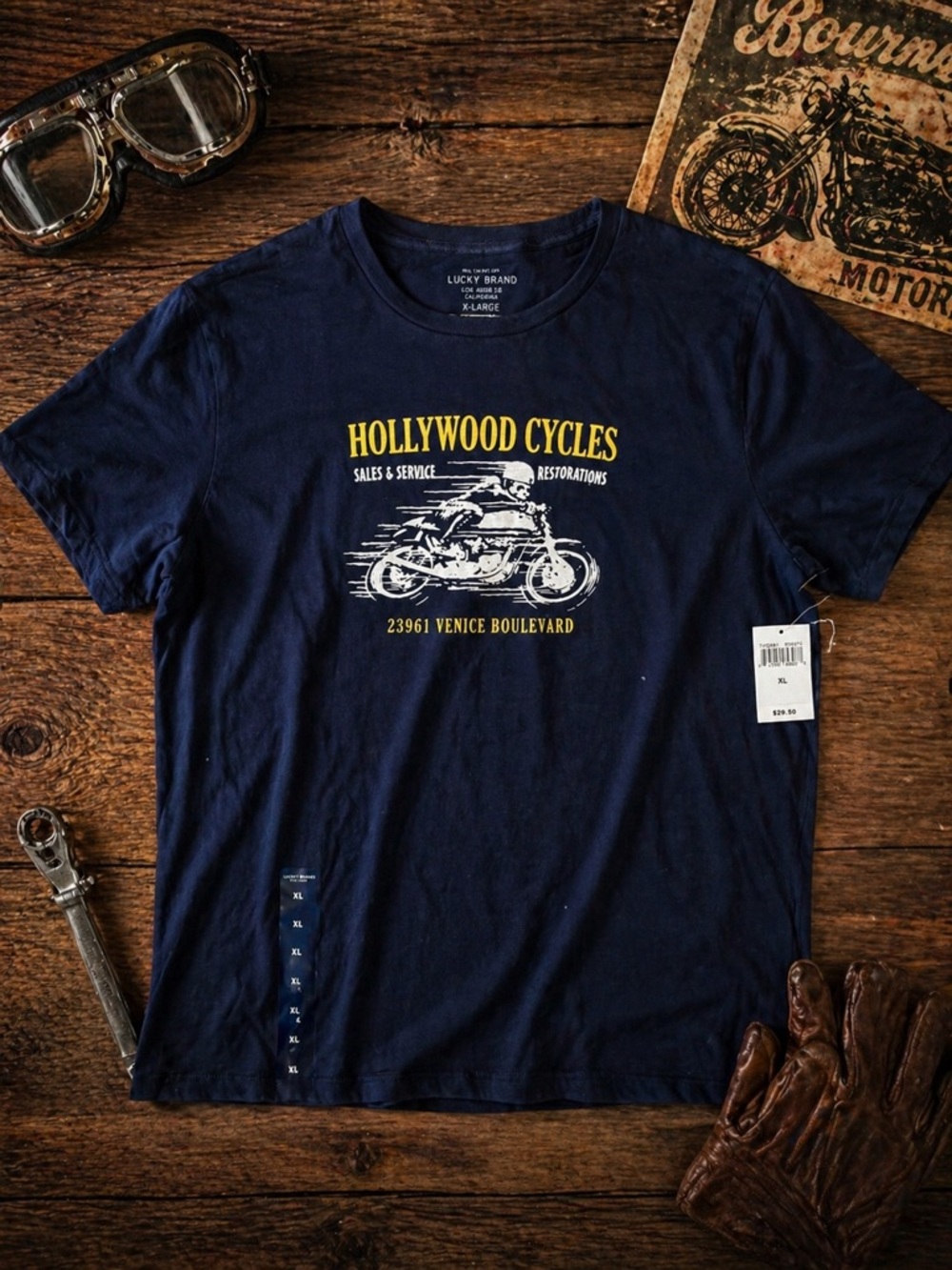 Lucky Brand Black Short-Sleeve 'Hollywood Cycles' Graphic Tee